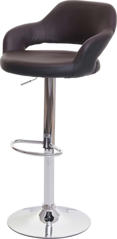 Barkruk MCW-F16, barkruk counter kruk draaikruk, met rugleuning kunstleer ~ bruin-zwart