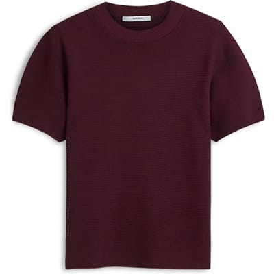 Summum Puff Sleeve Top Tech Viscose Knit Tops Bordeaux 7s8017-70087