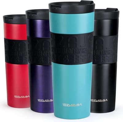Reisbekers voor Heet en Koud Drank, Geïsoleerde Koffiemok met Lekvrije Deksel, RVS Thermosbeker (600ml, Groen) - Perfect voor Koffie en Thee