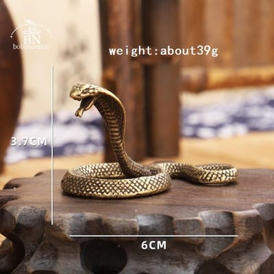 Statue Serpent Cobra Boa en Bronze Ancien Figurines Miniatures Animal du Zodiaque en Cuivre Décorations de Bureau Animaux de Compagnie pour Thé Ornements Artisanat en Laiton pour la Maison