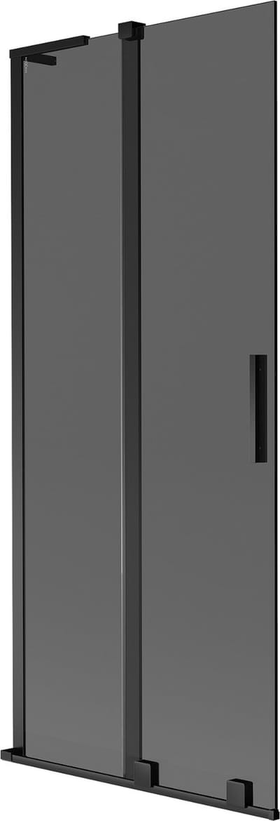 Mexen Velar L badwand scherm 2-delig schuifbaar 80 x 150 , grafiet, zwart - 896-080-003-41-70