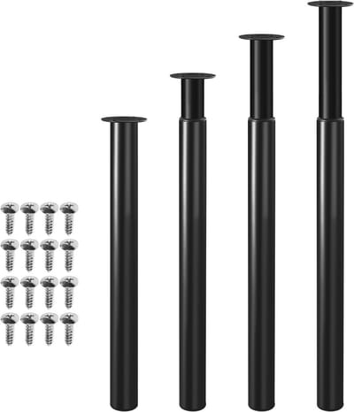 In Hoogte Verstelbare Tafelpoten Zwart Metaal (70-110 cm) - 4 Stuks Cilindrisch