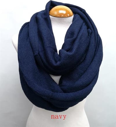 Ronde dames colsjaal Christa effen motief donkerblauw navy