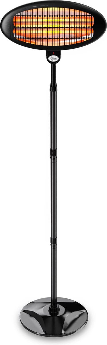 SUNTEC Night Sun Warmtestraler - Outdoor-Terrasverwarmer 2000 Watt - Buiten elektrisch verwarmen - Infraroodstraler met statiefvoet voor balkon en terras - Kwartsverwarmer kantelbaar