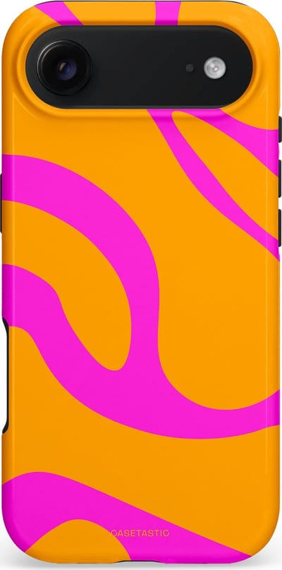 Casetastic hoesje geschikt voor Apple iPhone Air - MagSafe - Dubbellaagse bescherming - Zonnige Zebra Roze-Oranje - Fashion Case - Okergeel Fuchsia