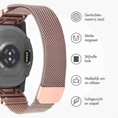 imoshion Milanees bandje - Geschikt voor Garmin 20 mm aansluiting - Maat L/XL - Rose Gold