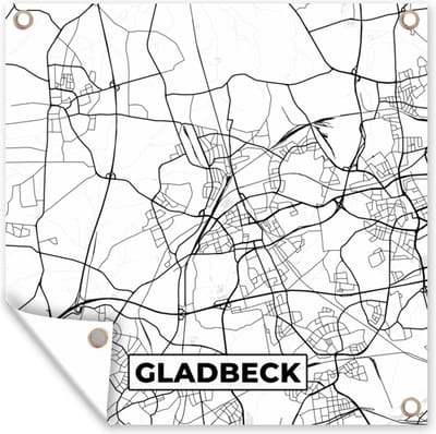 Tuin poster Gladbeck - Plattegrond - Kaart - Stadskaart - 200x200 cm - Tuindoek