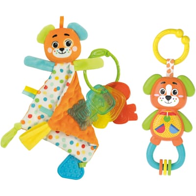 Clementoni - Baby Giftset Puppy - Blauw - Cadeau pakket met bijtring en knuffel - vanaf 0 jaar