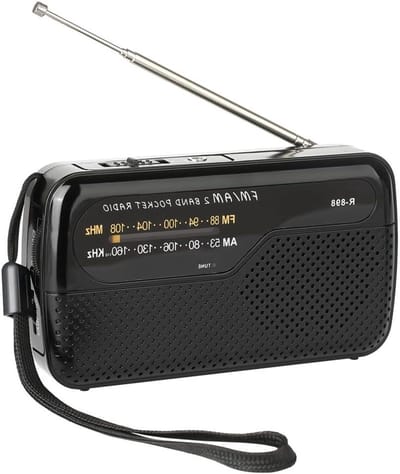 Draagbare Radio - Pocket FM AM - Noodsituaties Thuis - Met Oortelefoon - 124 cm Lengte - Zwart