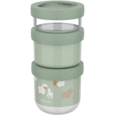 Mepal Mio Snackbox stack 3-delig Little Dutch - 550 ml - Stapel zo veel als je nodig hebt - Magnetron- en vaatwasmachinebestendig - Little Farm