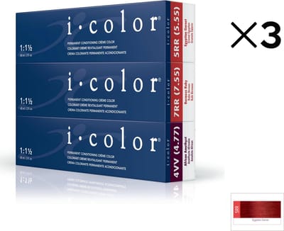 ISO i color Permanent Conditioning Crème Color 60ml 5RR (5.55) Egyptian Garnet x 3 tubes