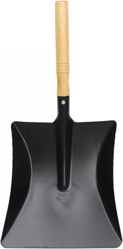 Metal Dustpan - Hand Schep - Binnen en Buiten - Hittebestendig Hout - 44 cm Lengte - Zwart