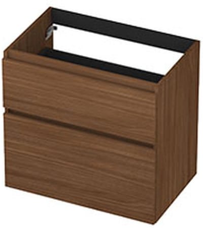 INK - Onderkast 2 Laden Greeploos met Houten Keerlijst A-symmetrisch - 700x450x650 Mm - Warm Walnoot