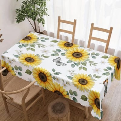 Zonnebloem Patroon Rechthoekige Tafelkleed voor Tafeldecoratie Keuken Eetkamer Waterdicht Herbruikbaar Tafelkleed voor Tafel Eetkamer 100x160cm