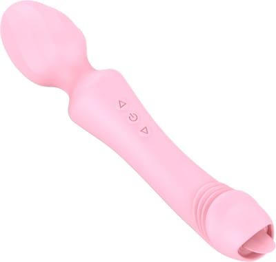 Cupitoys® Wand vibrator met tong - 2 in 1 - 20cm - Lichtroze - 20 standen - Vibrators voor vrouwen en mannen - Sex toys voor vrouwen en mannen