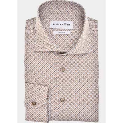 Ledûb Overhemd Fantasy Abstract Pattern Easy-Iron Cotton Licht Bruin / male