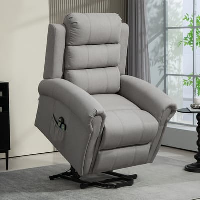 STILVORA Fauteuil 89 x 91 x 106 cm - Elektrische Relaxfauteuil Met Sta-op Functie, Massage En Verwarming - Voor Woonkamer - Stof Lichtgrijs
