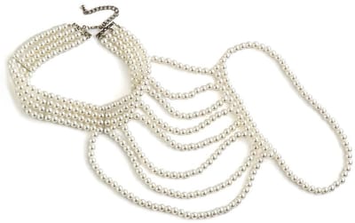 Dailygoods- Schouderketting U-vormig - Meerlaagse Choker - Faux Parels - Verstelbaar - Vintage-inspiratie - Dramatisch Watervaleffect - Halsketting
