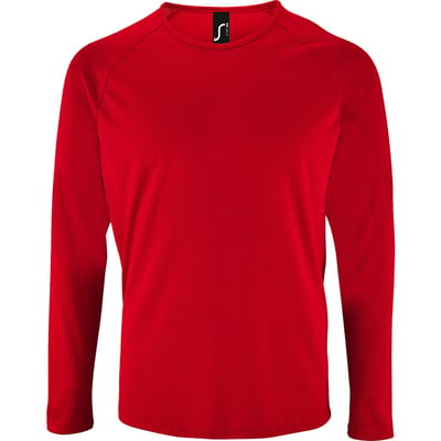 SOLS Heren Sportief T-Shirt met lange mouwen (Rood)