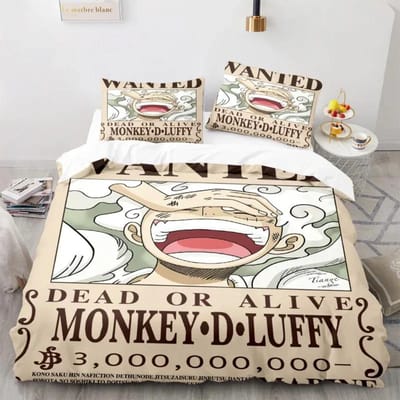 Anime Dekbedovertrek Set uit één stuk Dekbed Bedrukt Nika Luffy Gear Cartoon Twin Size Beddengoedsets Cadeaus 3-delige Set Woondecoratie EU Single 135x200cm