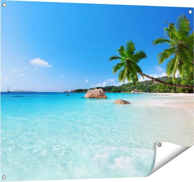 Gards Tuinposter Tropisch Strand en Zee - 100x80 cm - Tuindoek - Tuindecoratie - Wanddecoratie buiten - Tuinschilderij