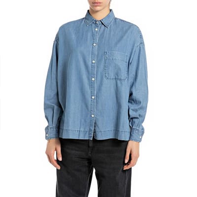 Replay W2110a.000.54e 77c Overhemd Met Lange Mouwen Blauw XL Vrouw