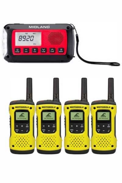 Noodpakket Communicatie Midland ER100 Noodradio en 4 Motorola TLKR T92 portofoons