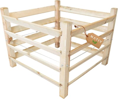 Compostbak Hout - Composteerbak Tuin - Tuinafval Verwerken - Insteeksysteem Zonder Gereedschap - 100 x 100 x 80 cm - Houtkleur