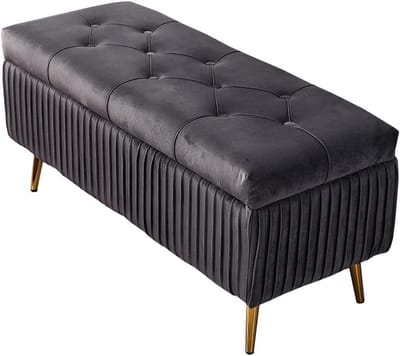 Opberg Poef - Zetel Kruk - Woonkamer Decoratie - Inklapbaar Ontwerp - 80 cm - Donkergrijs