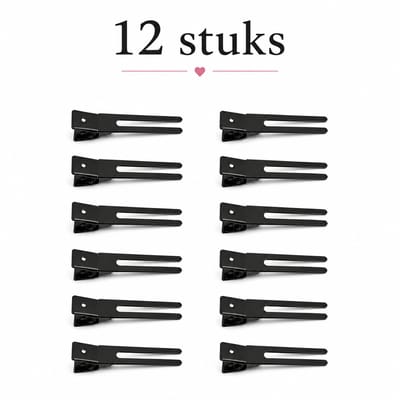 Haar in Stijl® 12 2-Benig Metal Clips Mat Zwart - Pin Curls Klem