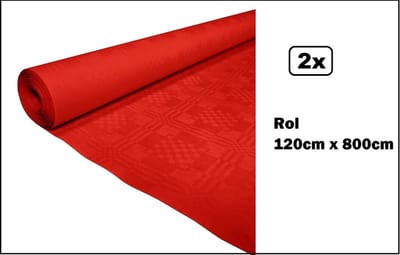 2x Tafelrol tafelkleed rood 120cm x 800cm papier - totaal 16 meter - Diner food festival eten fun thema feest party