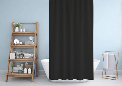 Casabueno - Douchegordijn Zwart- Effen - Anti Schimmel - Douchegordijn 180x200 cm - Shower Curtain - met Douche Gordijnringen - Zwart