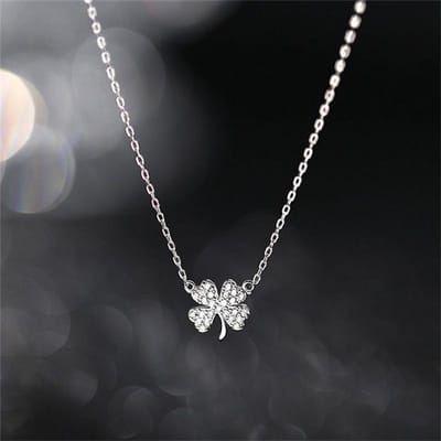 Klavertje Vier Geluksblaadjes Trui Chokers Ketting Zirkoon Hanger Ketting Voor Vrouwen Sieraden black