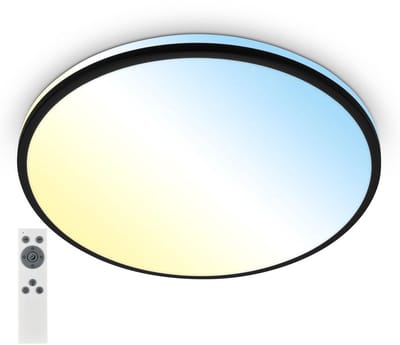 BRILONER Pulup - LED Plafonniere - dimbaar - plafondlamp met afstandsbediening - timer - nachtlamp functie - kleurtemperatuurregeling CCT - Ø49 - zwart