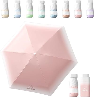 VHV - Paraplu - Paraplu opvouwbaar - Paraplu met kleurverloop - Mini opvouwbare paraplu - UV-werende paraplu - Zakparaplu - Kleine draagbare compacte paraplu voor mannen en vrouwen - Roze