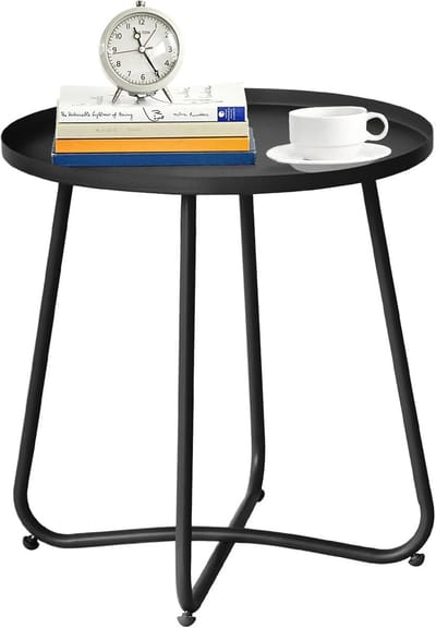 Kleine Bijzettafel voor Buiten - Ideaal voor Terras, Tuin en Balkon - Weerbestendig Staal - Zwart