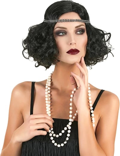 Vegaoo - Zwarte Charleston pruik voor dames - Zwart - One Size