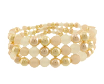 Behave - Elastische armband beige wit goudkleur - Vintage chique look