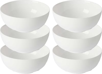 Vivalto Kommetjes/serveer schaaltjes/soepkommen - 6x - Opal - keramiek - D15 x H6 cm - ivoor wit - Stapelbaar