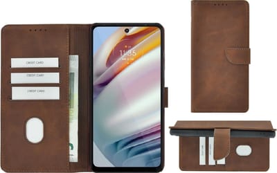 Pearlycase hoesje Geschikt voor Motorola Moto G13/ G23 - Kunstleer Book Case - Donker Bruin
