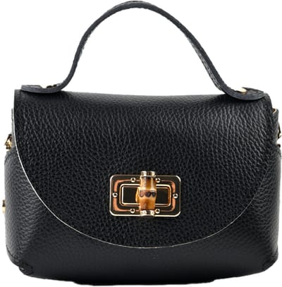 Giuliano Lederen handtas Gisele - Made in Italy - Zwart