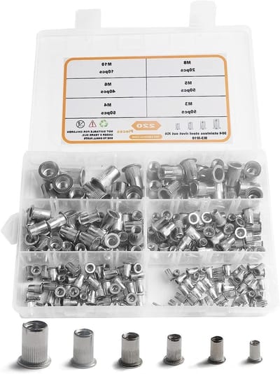 JGS Premium - 220 stuks roestvrij stalen klinkmoeren set voor bevestiging accessoires - M3 M4 M5 M6 M8 M10