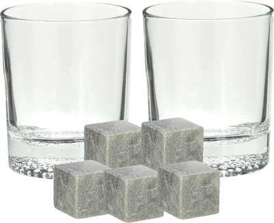 Secret de Gourmet whiskyglazen - set 4x stuks van 300 ml - en 9x whisky ijsblokstenen - Cadeau set vaderdag