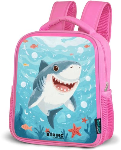 NoBoringSuitcases.com® - Rugzak roze - Schooltas meisjes - Haai - Water - Zee - Kinder rugtas meisje - Boekentas kind - Kinderrugzak voor school - Schoolrugzak