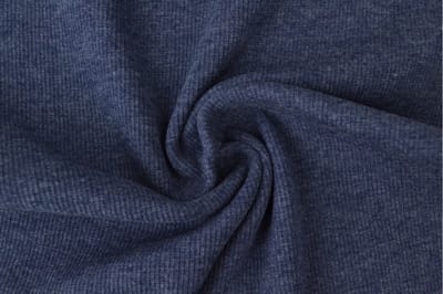 Rib boordstof - Donker jeans melange - 1 meter - Per meter - 60cm breed