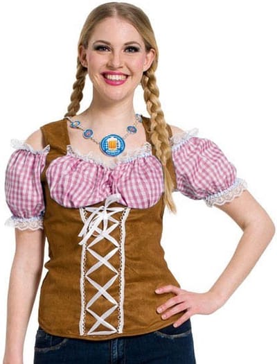 Folat - Roze-Wit Dames Topje Oktoberfest maat S/M (36-38)