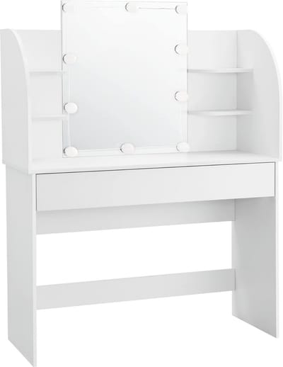 Kaptafel met Spiegel en Instelbare LED-Verlichting - Wit