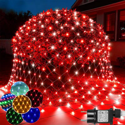 MUPOO Netverlichting Buiten Lichtnet IP44-lichtslinger Lichtnetten Rood Licht -Net Lichtgordijn 2x3M 200LEDs - Geheugen- 8 modi-Boomverlichting -Kerstverlichting