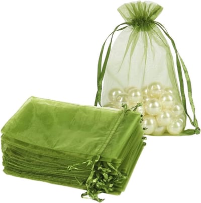 10 groene organza zakjes voor snoepjes, cadeautjes en decoratie (10 x 15 cm)