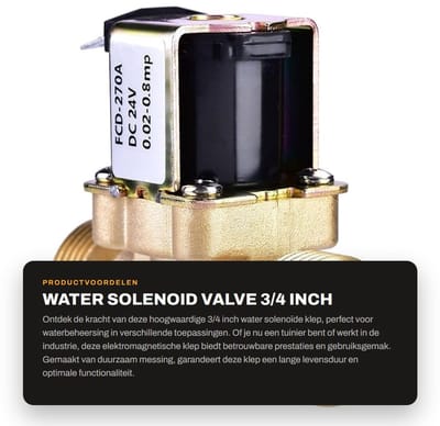 Dailygoods - Water Solenoid Valve - 3/4 inch - Hoogwaardige Elektromagnetische Klep - Messing - Voor Waterbeheersing - Ideaal voor Tuin en Industrie -...